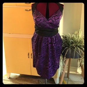 Prom?  22w Snap Halter Dress in Purple/Black!